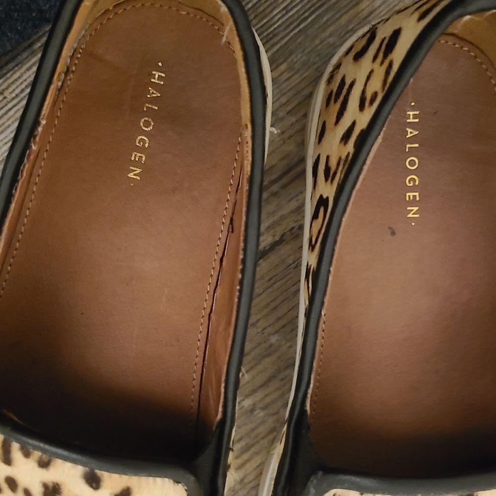 Halogen Leopard Print Calf Hair Platform Slip on Sneakers - Picture 4 of 14